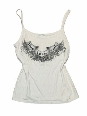 Vintage Hot Leathers Live Love Ride Biker Graphic Cami Top Size S